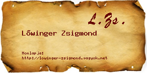 Lőwinger Zsigmond névjegykártya